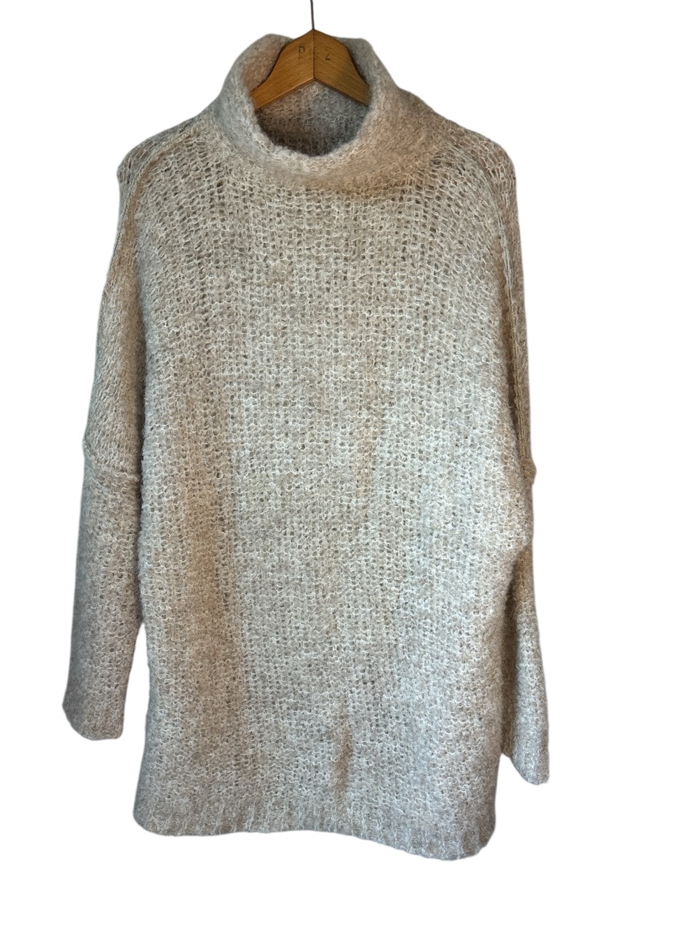 Free People She's All That Ivory Alpaca Sweater Med Oversized Chunky Mock Boho